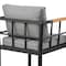 Armen Living Wiglaf Outdoor Patio Counter Height Bar Stool in Aluminum and Teak with Gray Cushions 840254333048 - alternate 8